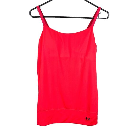 Under Armour Essential Banded Tank Top Open Back Coral Pink Active Wear Shirt XS - Picture 3 of 12